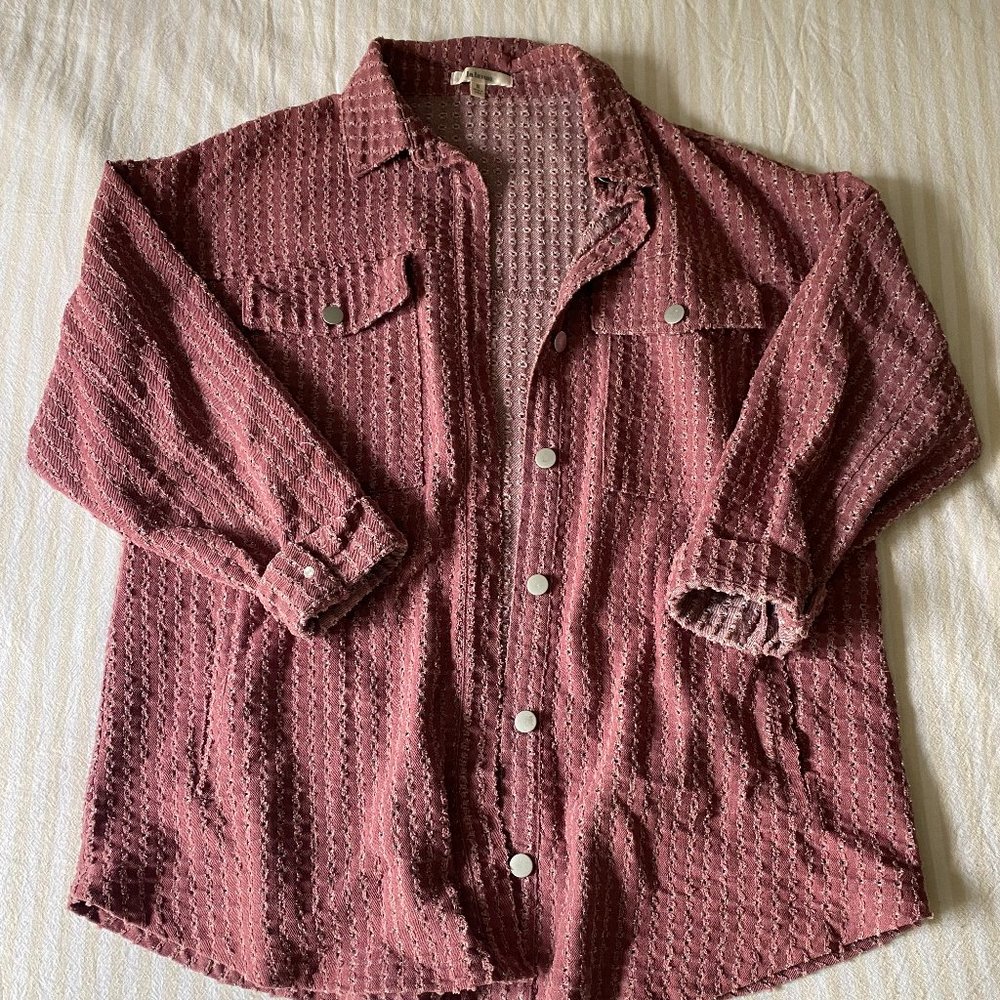 Dark pink textured, oversized button up